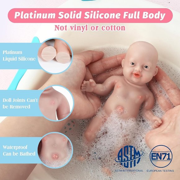 7 inch Mini Full Body Silicone Tiny Miniature Reborn Not Vinyl Baby Dolls - Picture 3 of 6